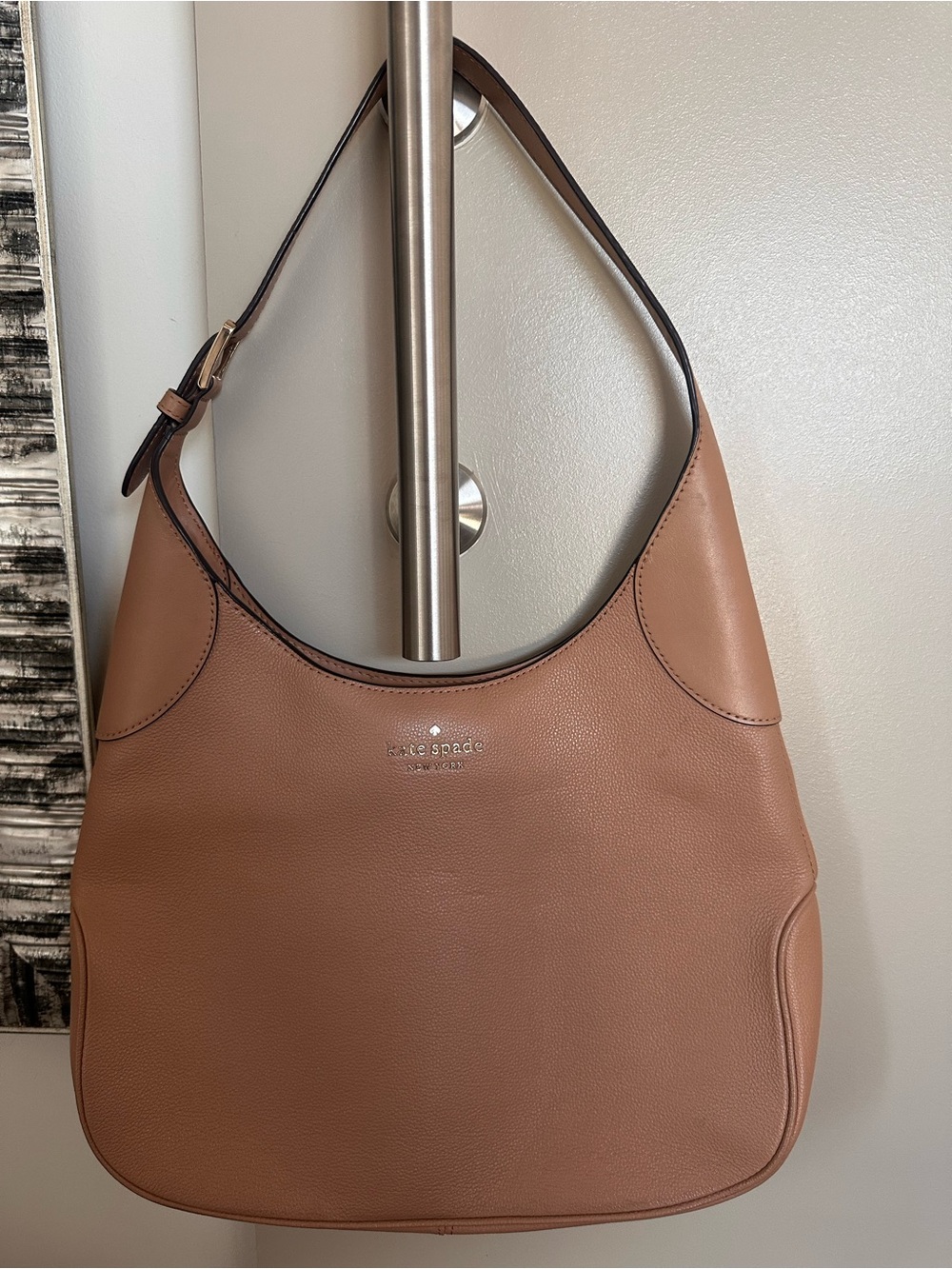 kate spade Pebbled Leather Hobo Shoulder Bag in Light Brown